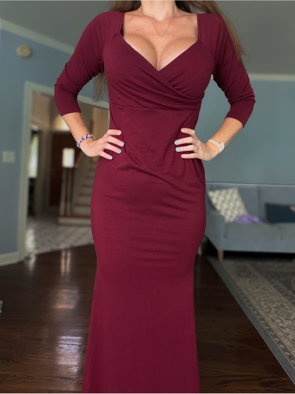 Women’s Burgundy Formal Maternity Maxi Dress
